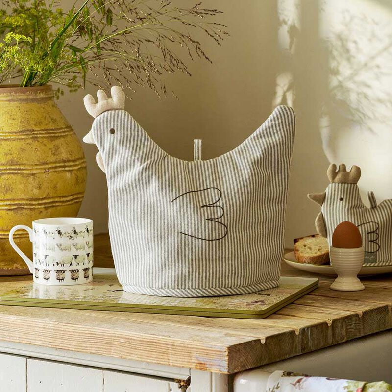 Sophie Allport Tea Cosy - Stamford Stripe Grey - Chicken Shaped image number 3